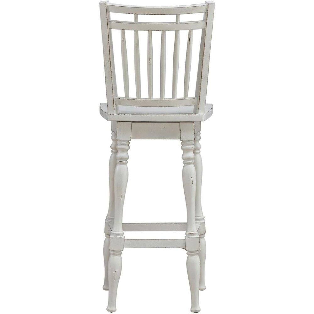 Left. Liberty Furniture Industries - Spindle Back Swivel Bar Stools - Set of 2 - Antique White & Weathered Bark - Antique White & Weathered Bark.