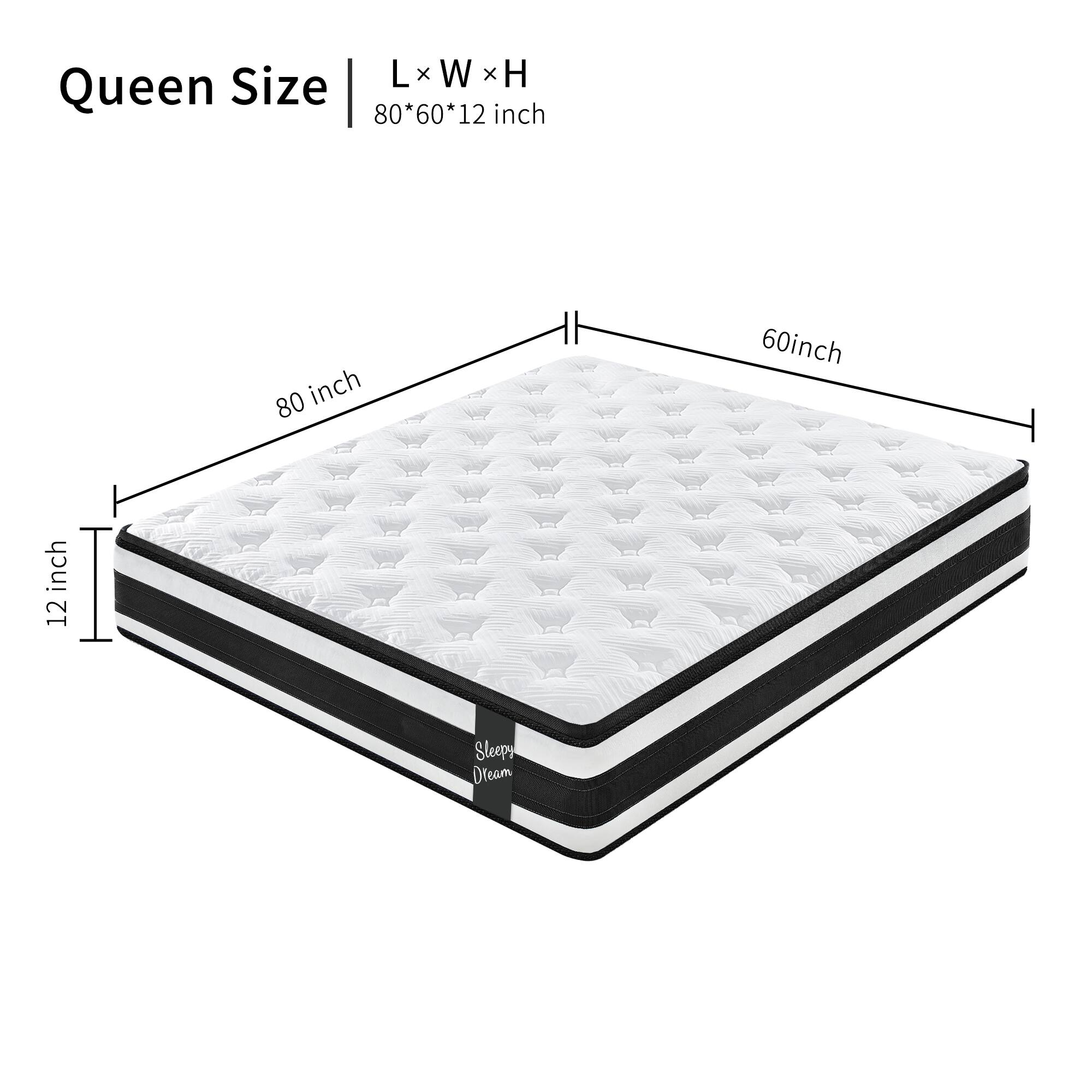 Queen Size  
L x W x H  
80*60*12 inch  

80 inch  
60 inch  
12 inch  

Sleepy Dream