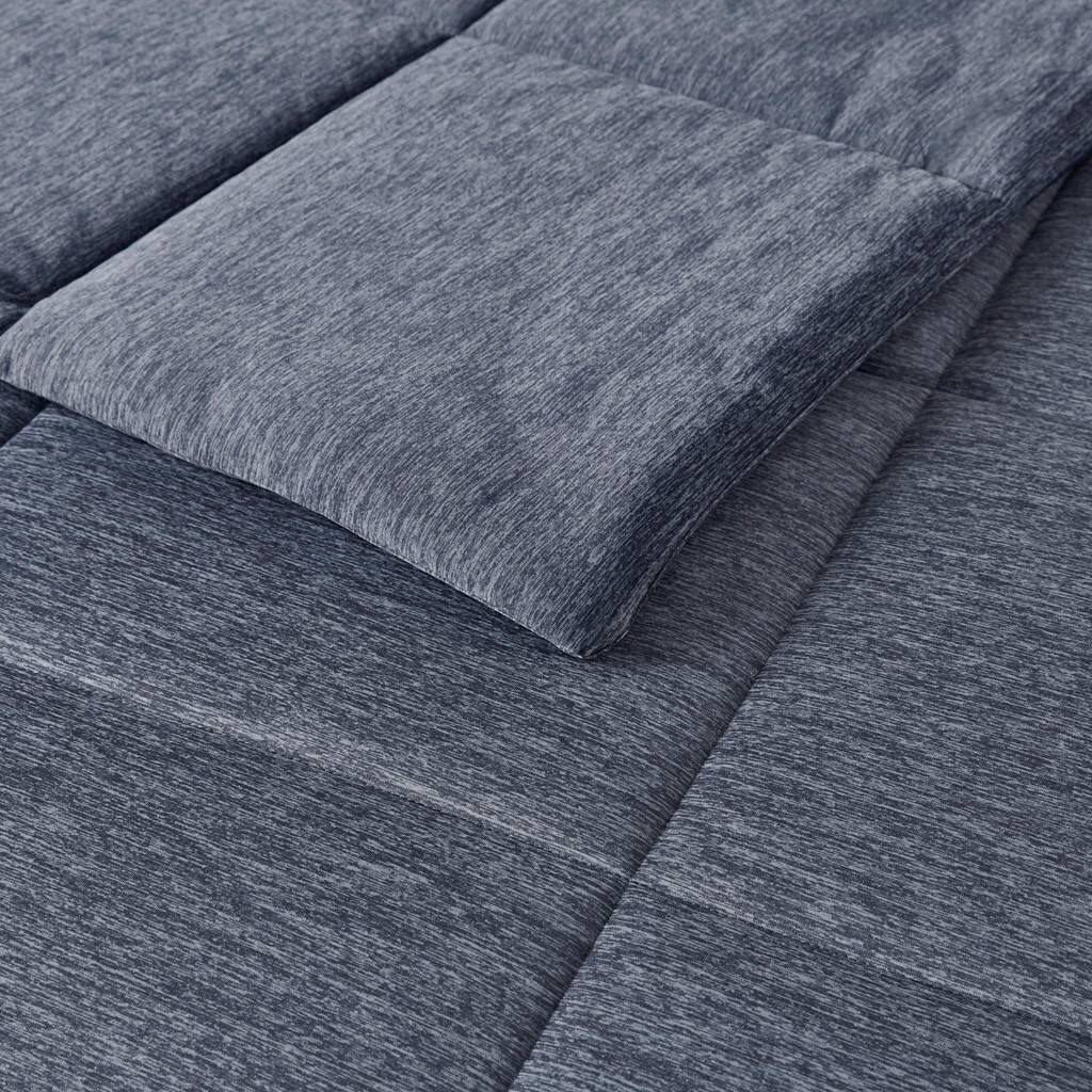 Alt View 3. Gracie Mills - Gracie Mills Heathered Jersey Knit Down Alternative Comforter - Navy.