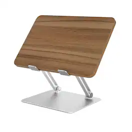 HongFei - Adjustable Laptop Stand – Ergonomic with Customizable Height & Angle, Robust Design, Portable, Foldable for Home Use - Silver, Wood