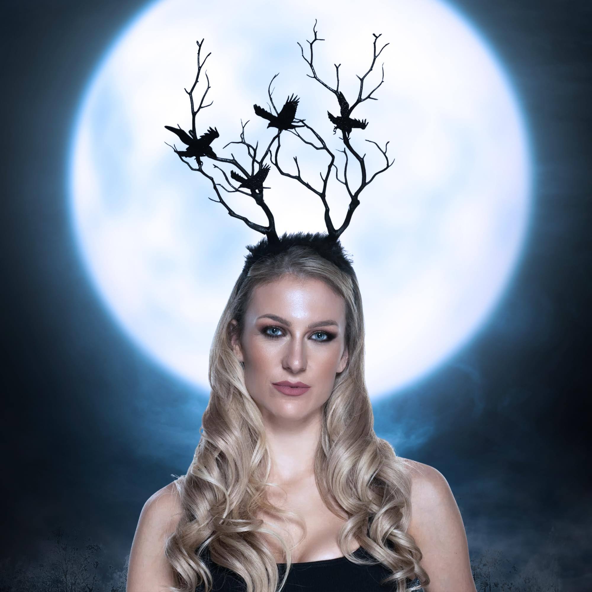 Alt View 10. Underwraps - Evil Witch Crow Crown Adult Costume Accessory - Black.