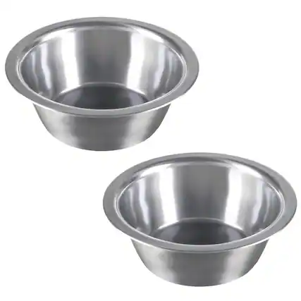 Front. PetMaker - Set of 2 Stainless-Steel Hanging Dog Bowls - 20oz Each - Silver.