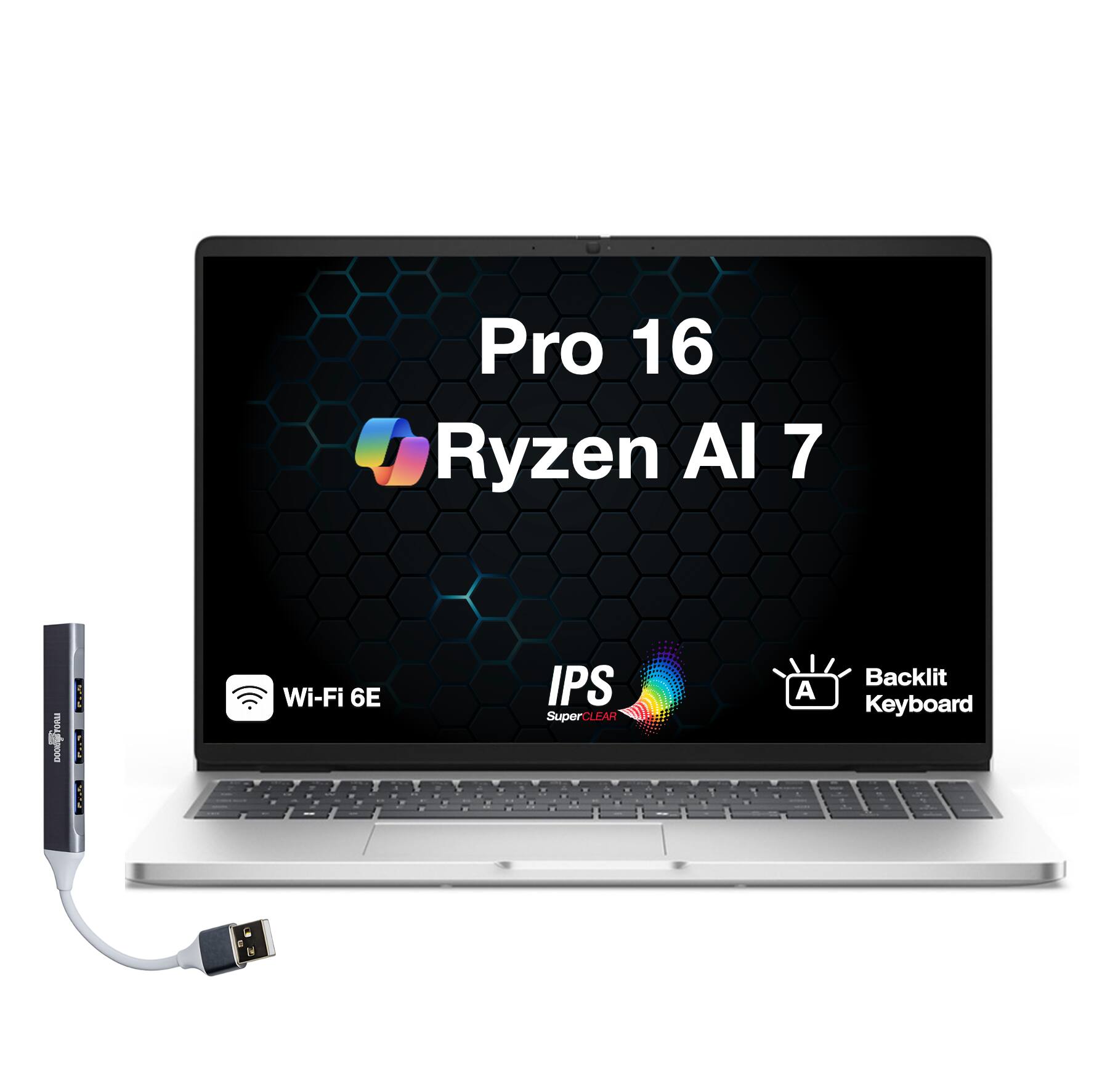 Dell - Upgraded - Pro 16 Laptop 16.0 WUXGA Display (Ryzen AI 7 350, 64GB, 2TB SSD, AMD Radeon 860M, Win 11 Pro) w/USB Hub - Platinum Silver