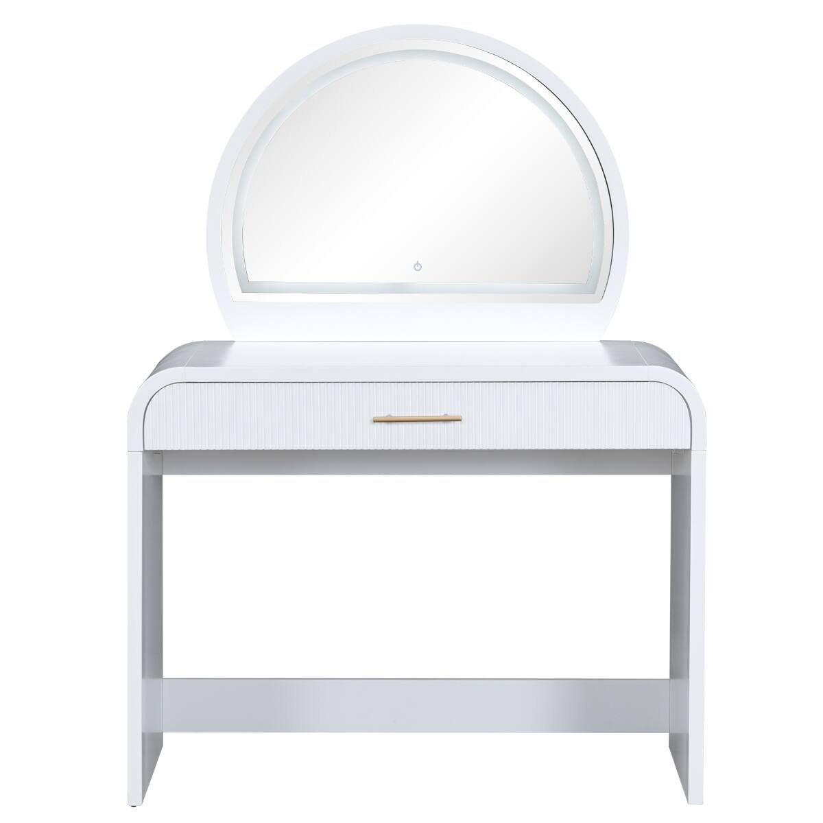 Alt View 8. Loheer - Loheer White Makeup Vanity Table with Touch Screen Lighted Mirror and Drawer - White.