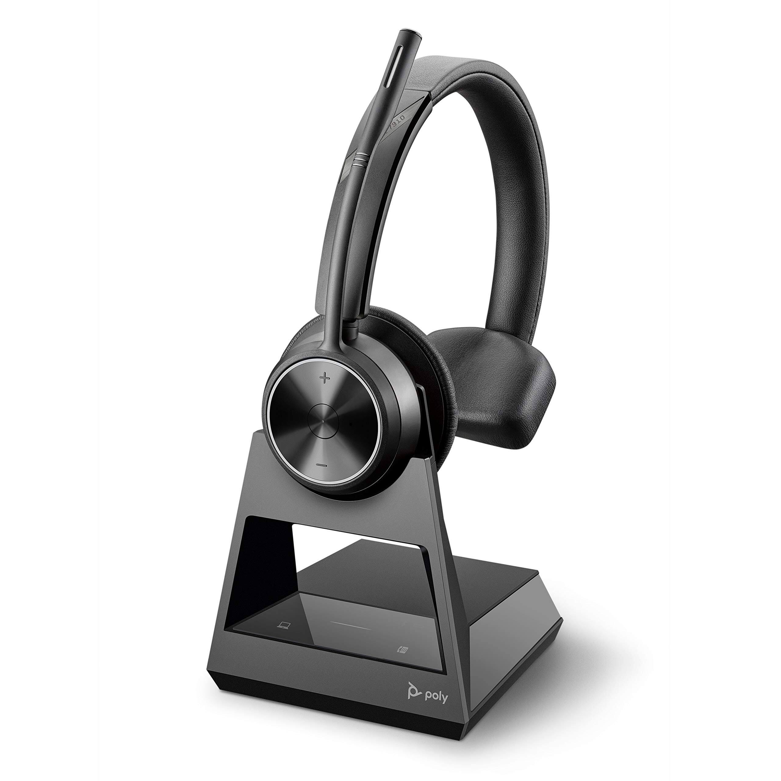 Front. Poly - Poly Savi 7310 Ultra-Secure Wireless DECT Headset System,Black - Black.
