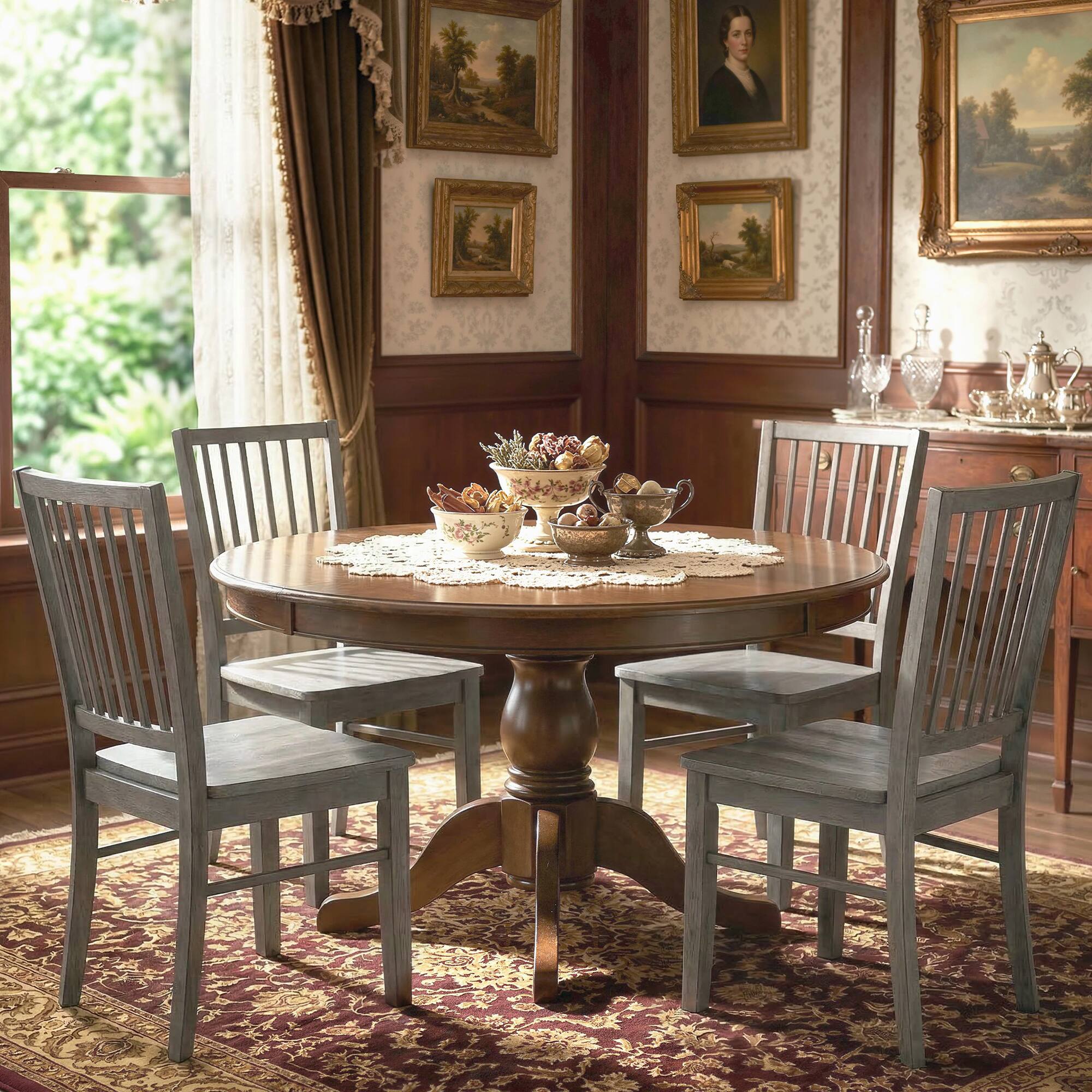 Alt View 8. Homcom - Chairs Set of 2 Ergonomic Solid Wood, Armless Kitchen Chairs with Rubberwood Legs - Rustic Gray.
