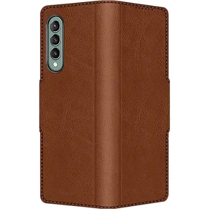 Front. SaharaCase - Leather Folio Wallet Case for Samsung Galaxy Z Fold3 5G - Brown.