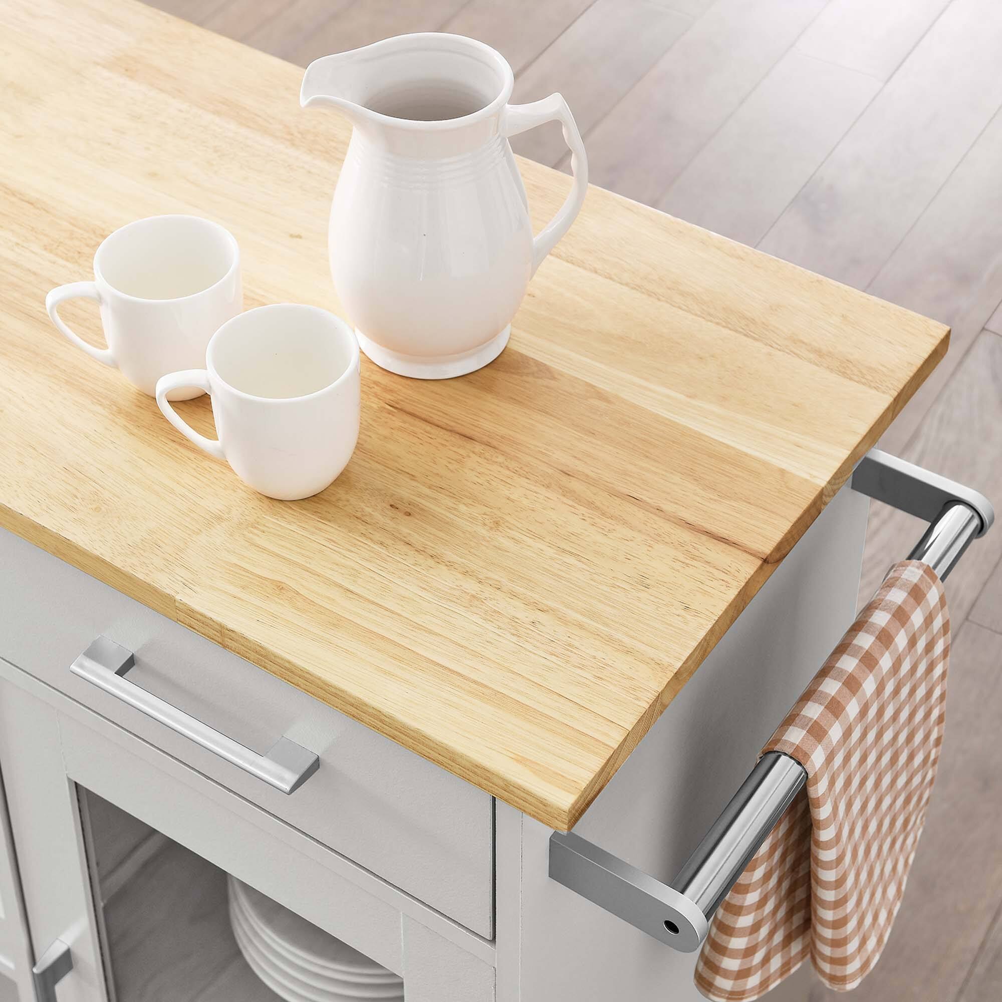 Alt View 1. Modway - Culinary Kitchen Cart With Towel Bar by Modway - Light Gray Natural.
