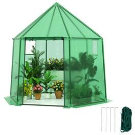 Gymax - 6.5 x 5.6 x 6.2 FT Mini Walk-in Greenhouse w/PE Cover Roll-up Zippered Door - Green