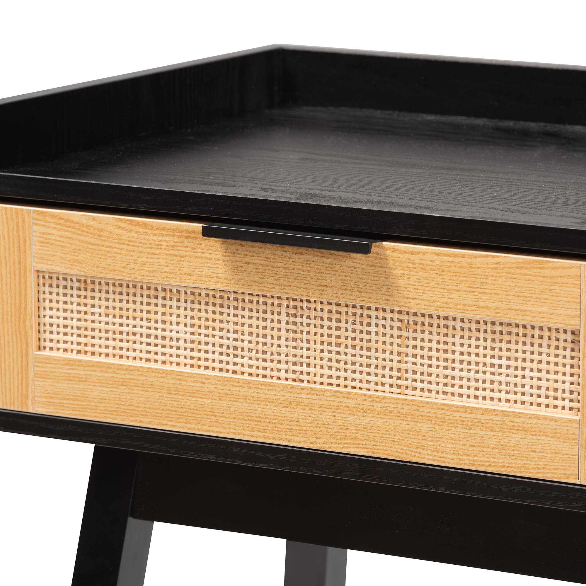 Alt View 1. Baxton Studio - Kalani Mid-Century Modern and Finished Wood 2-Drawer Console Table - Dark Brown /Natural Brown.