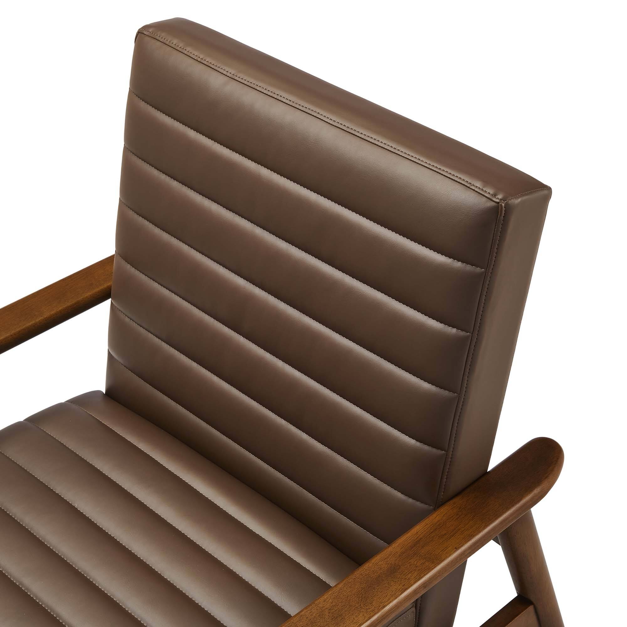 Alt View 5. Modway - Jensen Vegan Leather Accent Chair by Modway - Walnut Brown.