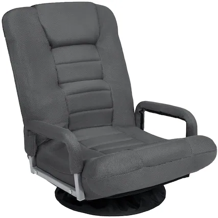 Front. Best Choice Products - Best Choice Products 360-Degree Swivel Gaming Floor Chair w/ Armrest Handles, Foldable Adjustable Backrest - Dark Gray - Dark Gray.