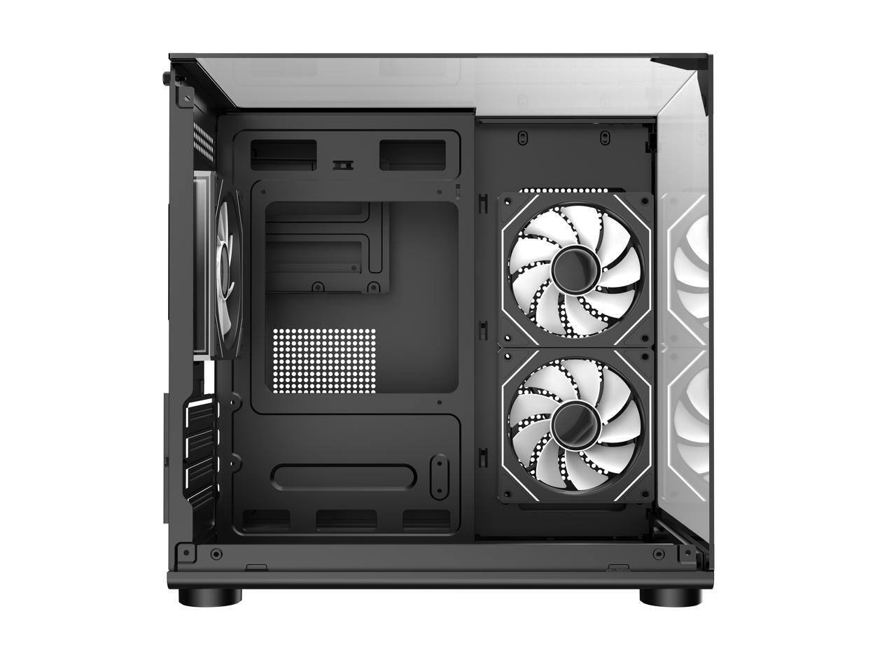 Alt View 8. DIYPC - DIYPC ARGB-DC100-BK Black Micro ATX Case w/ 3 ARGB PWM Fans - Black.