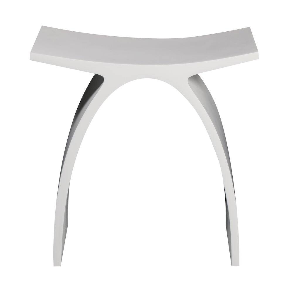 Alt View 1. Alfi - Arched White Matte Solid Surface Resin Bathroom / Shower Stool - White.