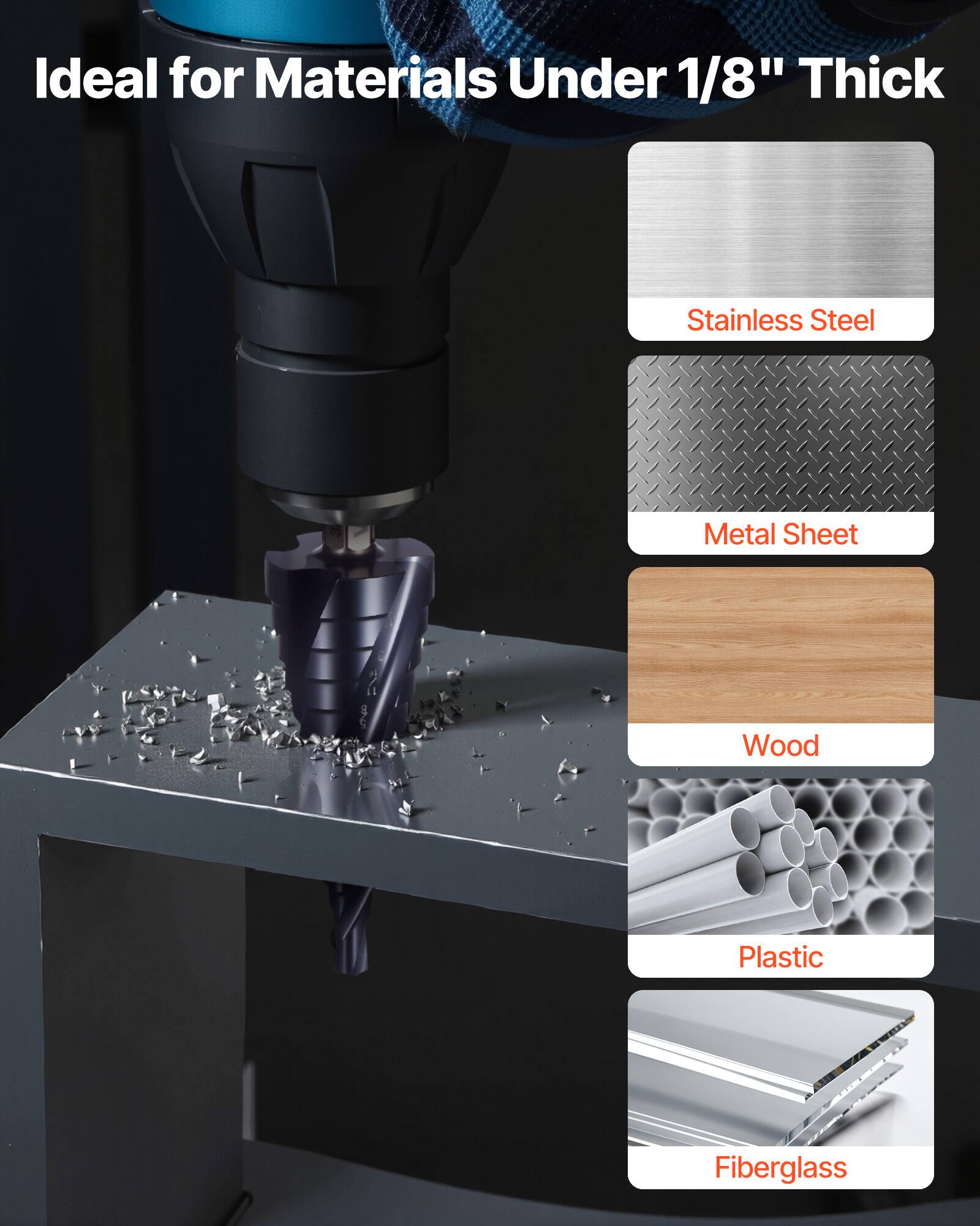 Ideal for Materials Under 1/8" Thick

- Stainless Steel
- Metal Sheet
- Wood
- Plastic
- Fiberglass