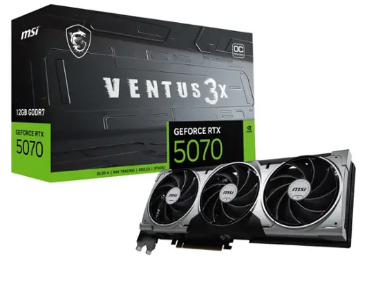 MSI OC Edition 12GB GDDR7 VENTUS 3X X GeForce RTX 5070 DLSS 4 GEFORCE RTX 5070 REFLEX 1.5 STUDIO RAY TRACING