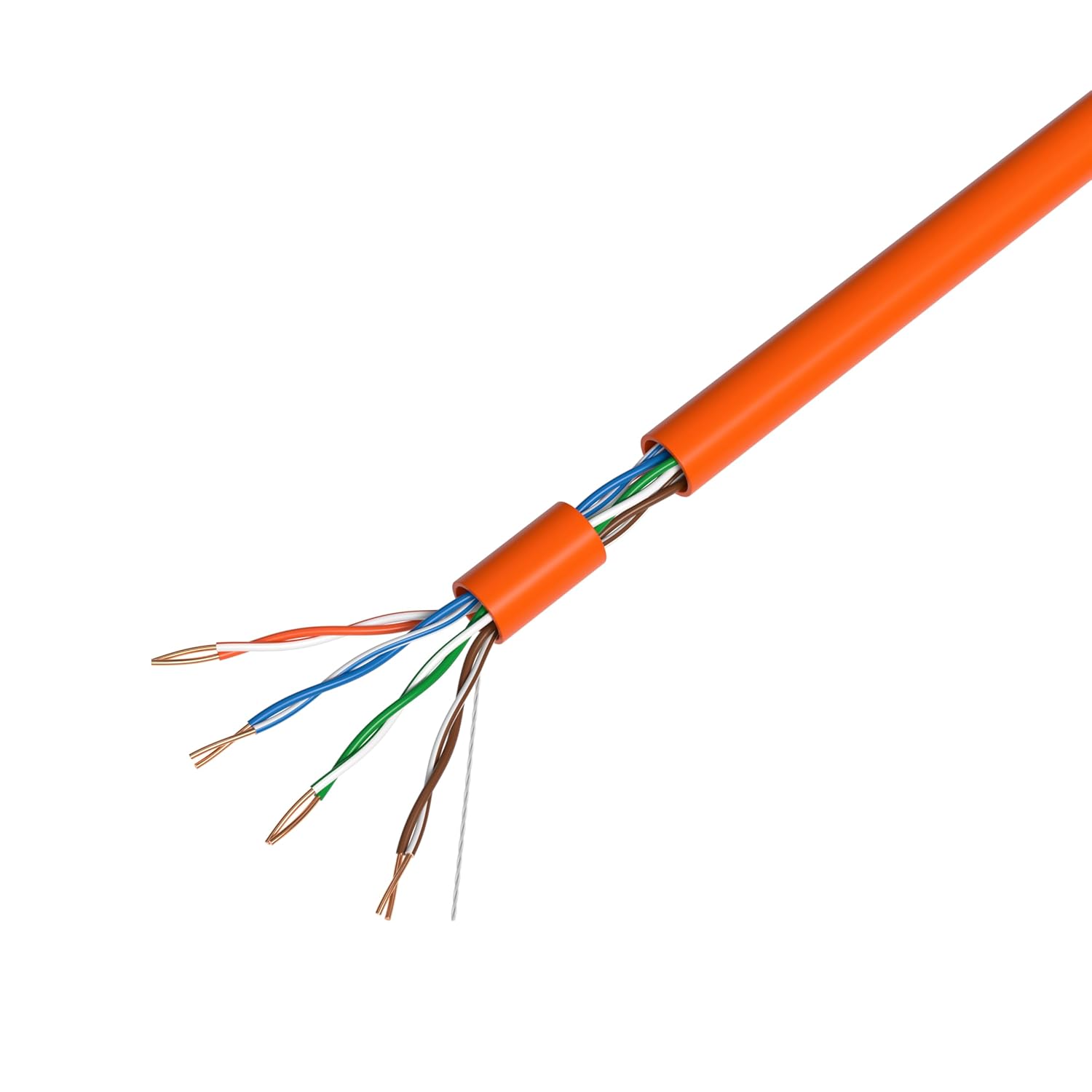 Left. Cables Direct Online - 1000ft Cat5e Solid 24AWG Cable UTP Cat5 Bulk Pull Box Network Copper Clad Aluminum LAN Wire, Unshielded, Orange.