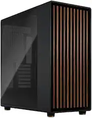 Front. Fractal Design - North XL Charcoal Black Chassis with Walnut Front and Dark Tinted G Side Panel Mid-Tower PC Case - Black.