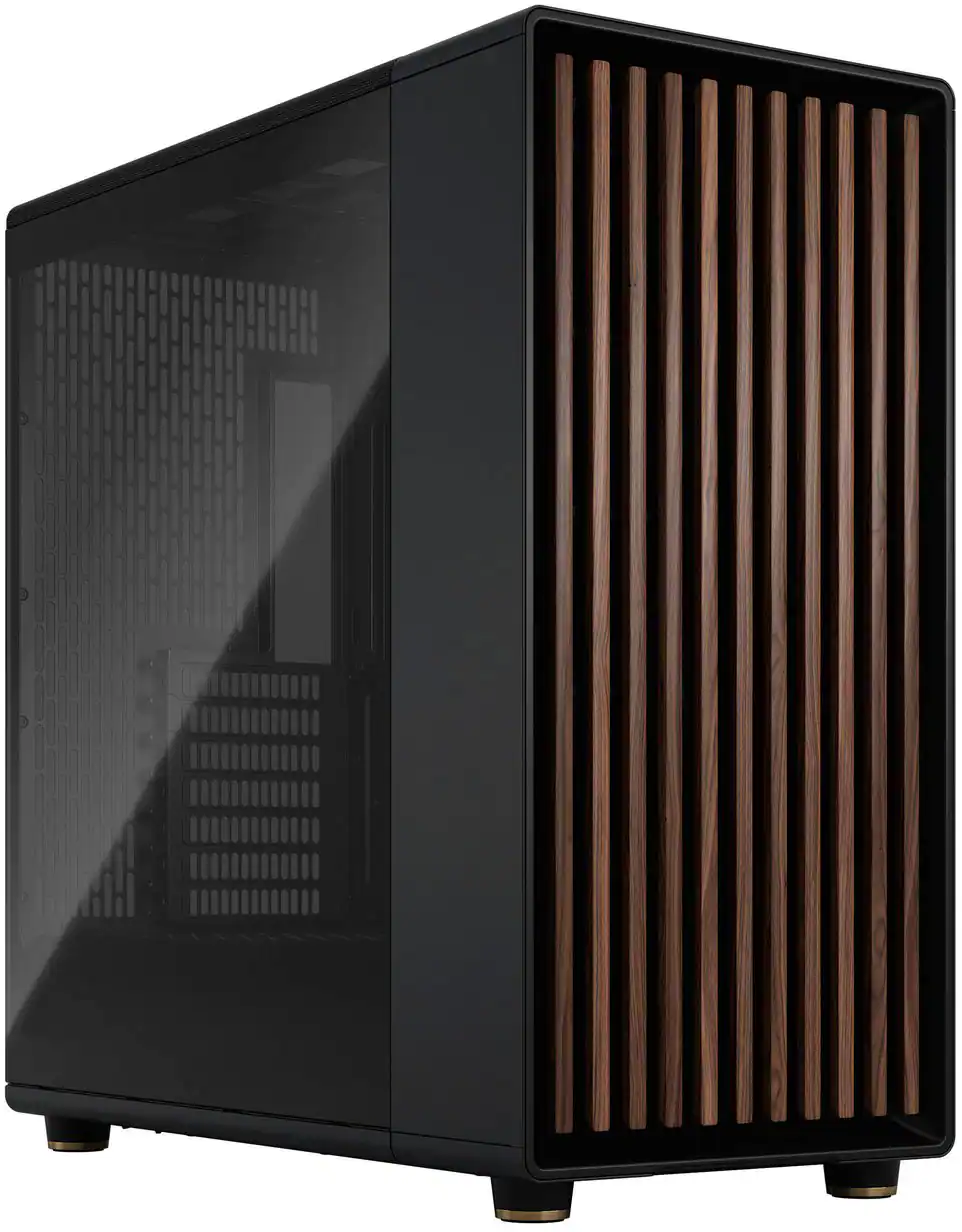 Fractal Design - North XL Charcoal Black Chassis with Walnut Front and Dark Tinted G Side Panel Mid-Tower PC Case - Black