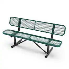Flash Furniture - Sigrid 6' Outdoor Bench with Backrest, Commercial Grade Expanded Metal Mesh Seat and Backrest and Black Steel Fram - Green