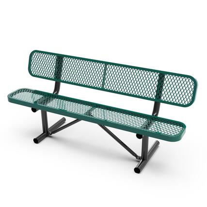 Front. Flash Furniture - Sigrid 6' Outdoor Bench with Backrest, Commercial Grade Green Expanded Metal Mesh Seat and Backrest and Black Steel Fram - Green.