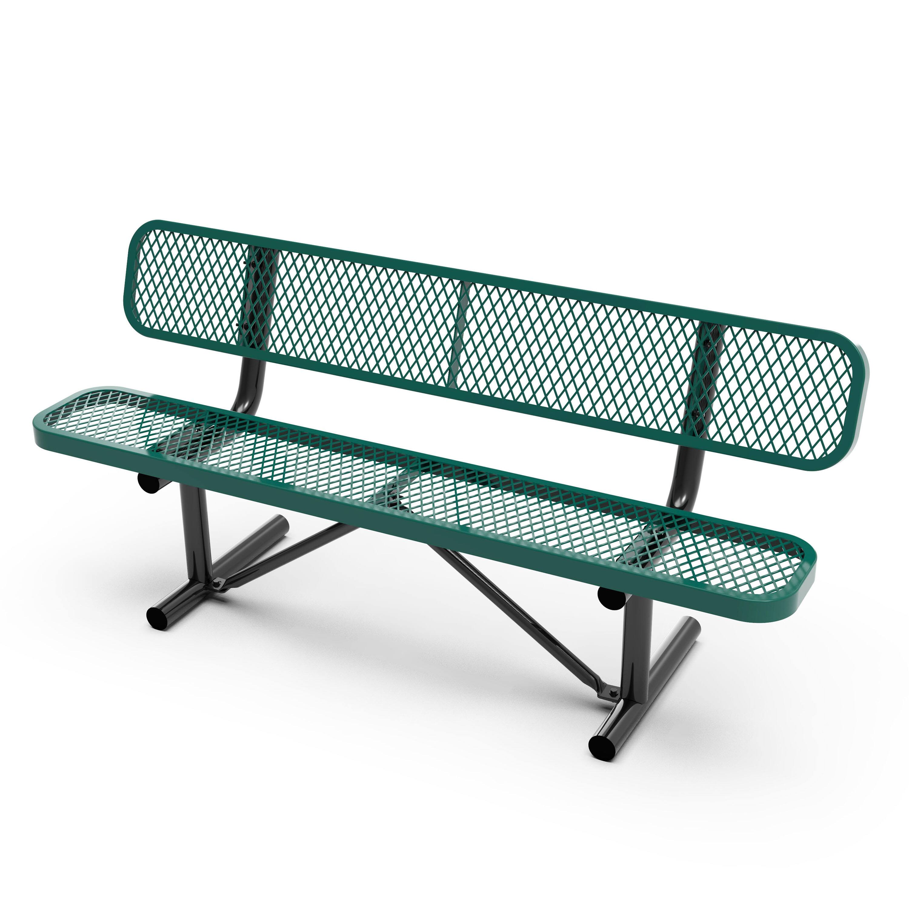 Front. Flash Furniture - Sigrid 6' Outdoor Bench with Backrest, Commercial Grade Green Expanded Metal Mesh Seat and Backrest and Black Steel Fram - Green.