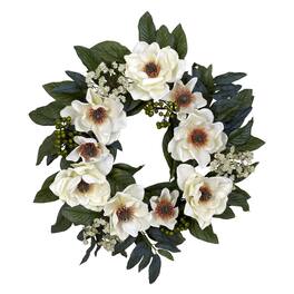 BreeBe - 22" Magnolia Wreath - White