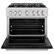 Angle. ZLINE - 36 in. Wide 6 Burner Classic Gas Range with Cooktop and Convection Oven (CGR-BLM-36) - Satin Steel/White Matte.