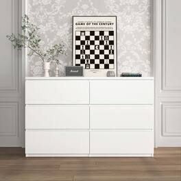 Forest'nSky - Modern 6-Drawer Storage Dresser – Spacious, Sturdy & Stylish for Bedroom, Living Room, or Entryway - White