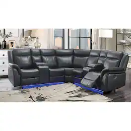 Global Furniture USA - Corner Wedge Sectional - Charcoal - Charcoal