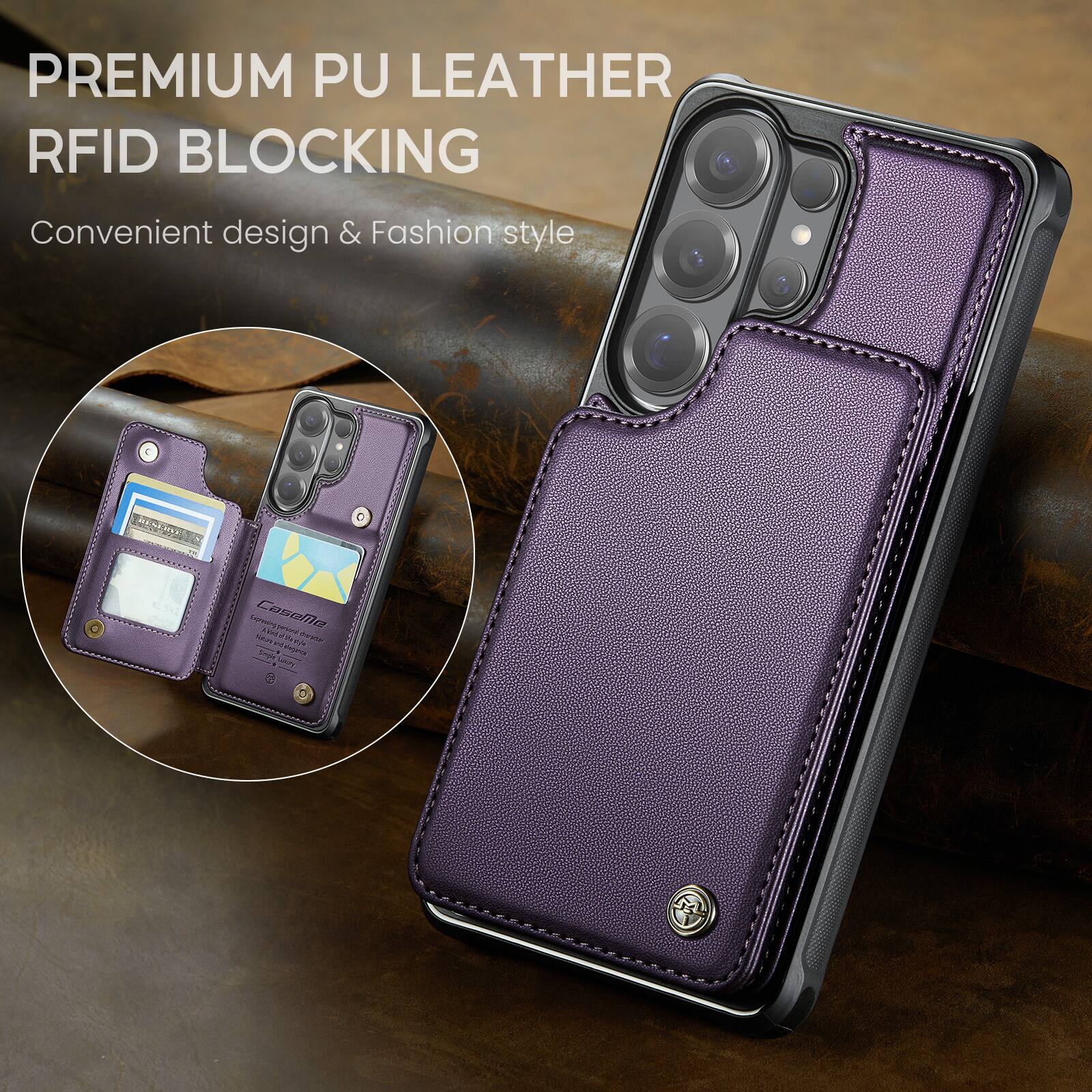 PREMIUM PU LEATHER RFID BLOCKING  
Convenient design & Fashion style