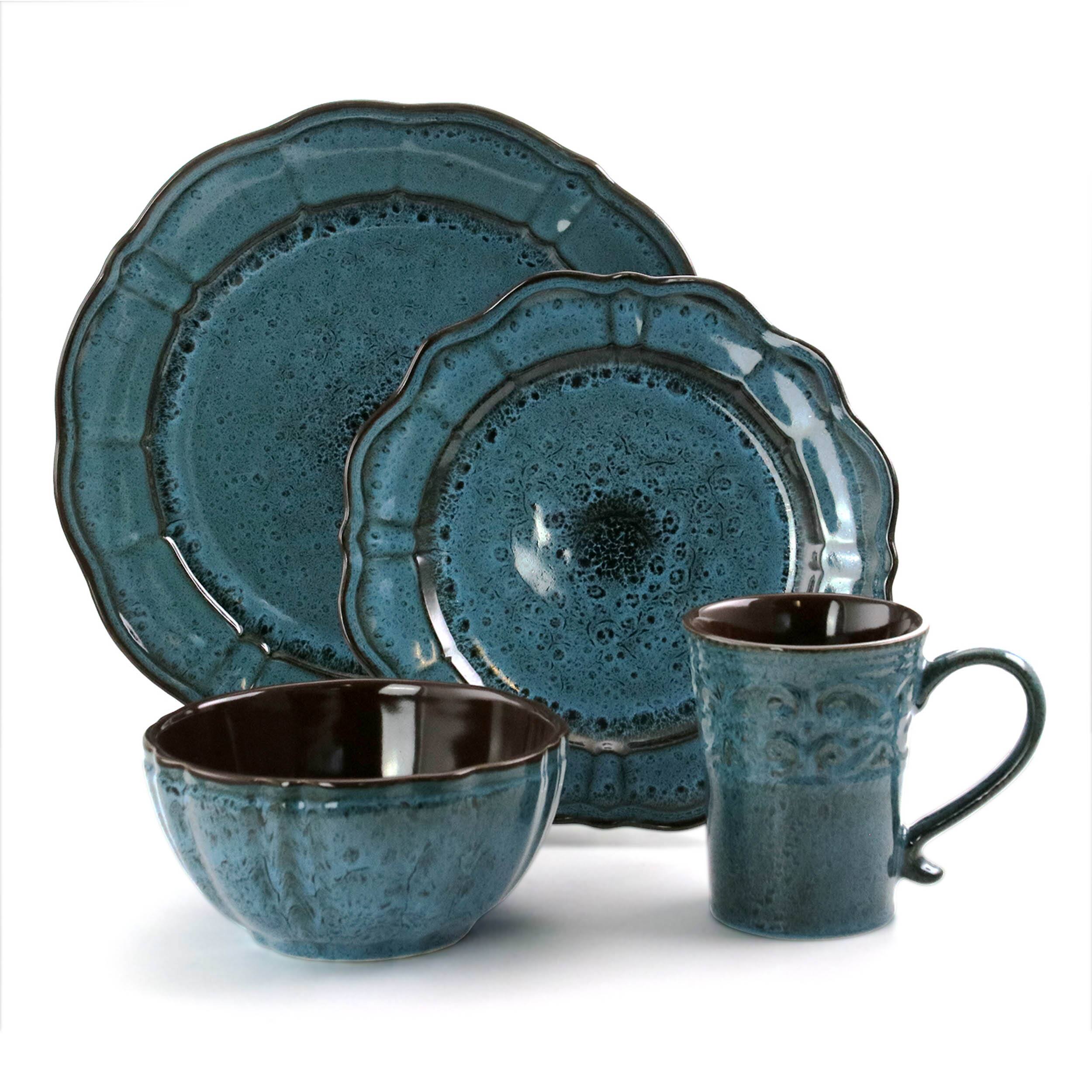 Alt View 1. Elama - Elama Lavish Blue 16 Piece Dinnerware set with Complete Setting for 4 - Lavish Blue.