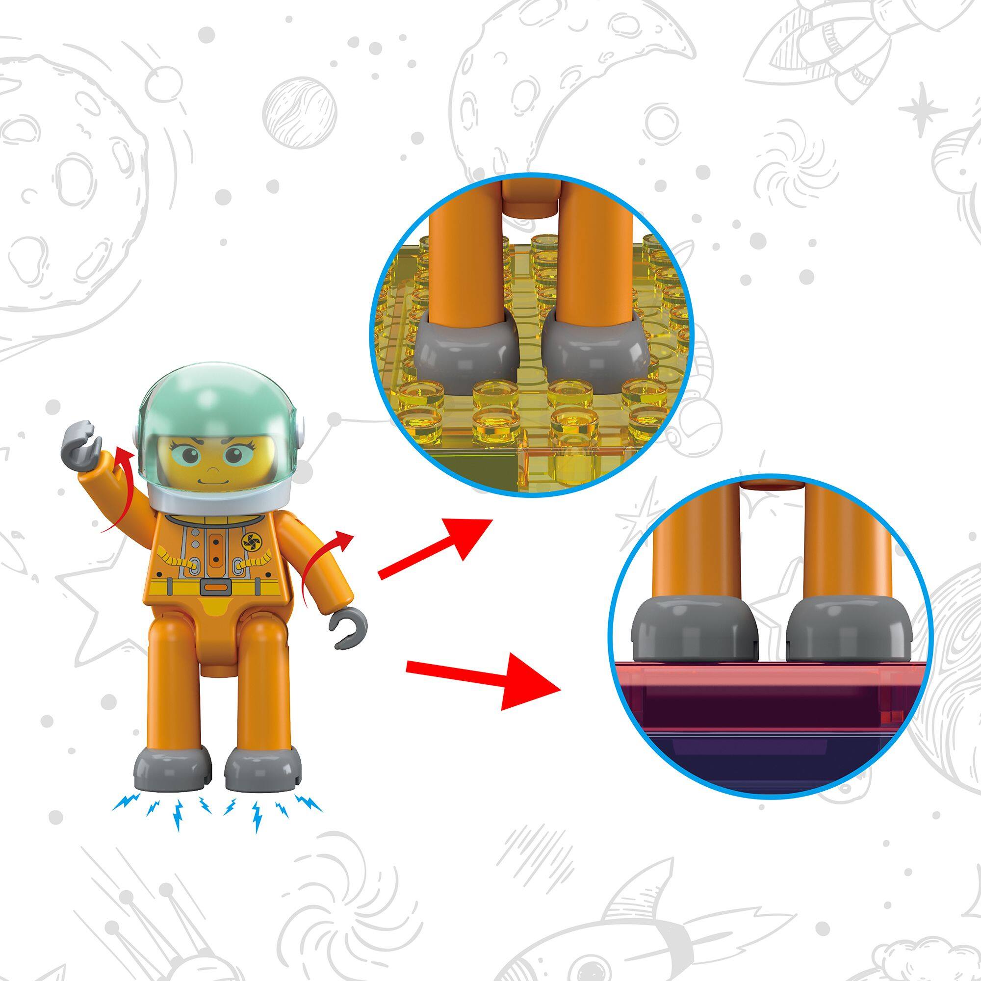Alt View 3. PicassoTiles - PICASSO-TILES 4PC Astronaut Magnetic Character Action Figures, Expansion Set for Building Tile Blocks Toy for Kids.