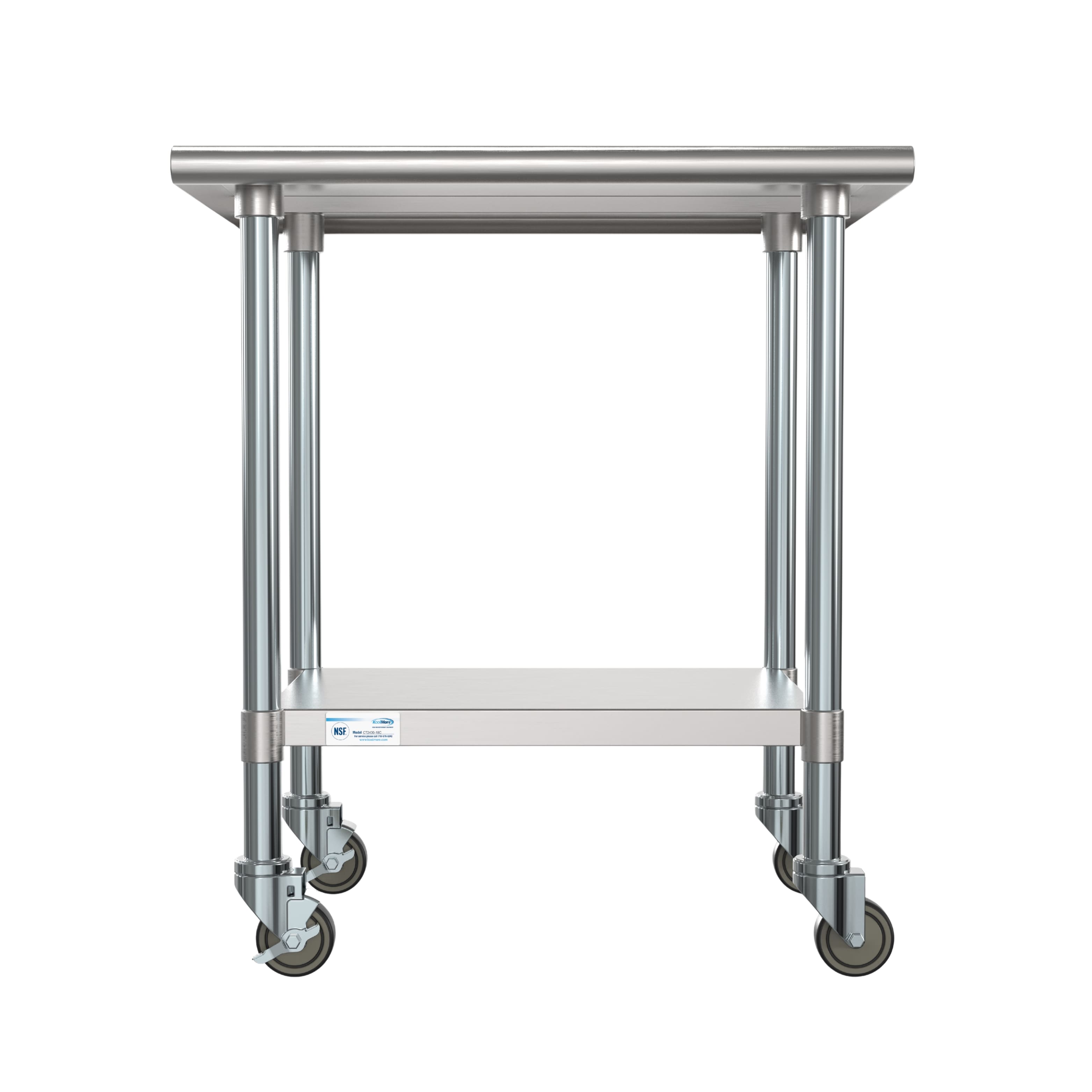 Koolmore - 24" x 30" 18-Gauge 304 Stainless Steel Commercial Work Table with Casters, CT2430-18C - Silver