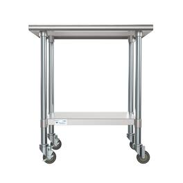 Koolmore - 24" x 30" 18-Gauge 304 Stainless Steel Commercial Work Table with Casters, CT2430-18C - Silver