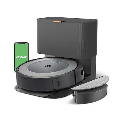 Front. iRobot - iRobot Roomba Combo i5+ Self-Emptying Robot Vacuum & Mop - Woven Neutral.