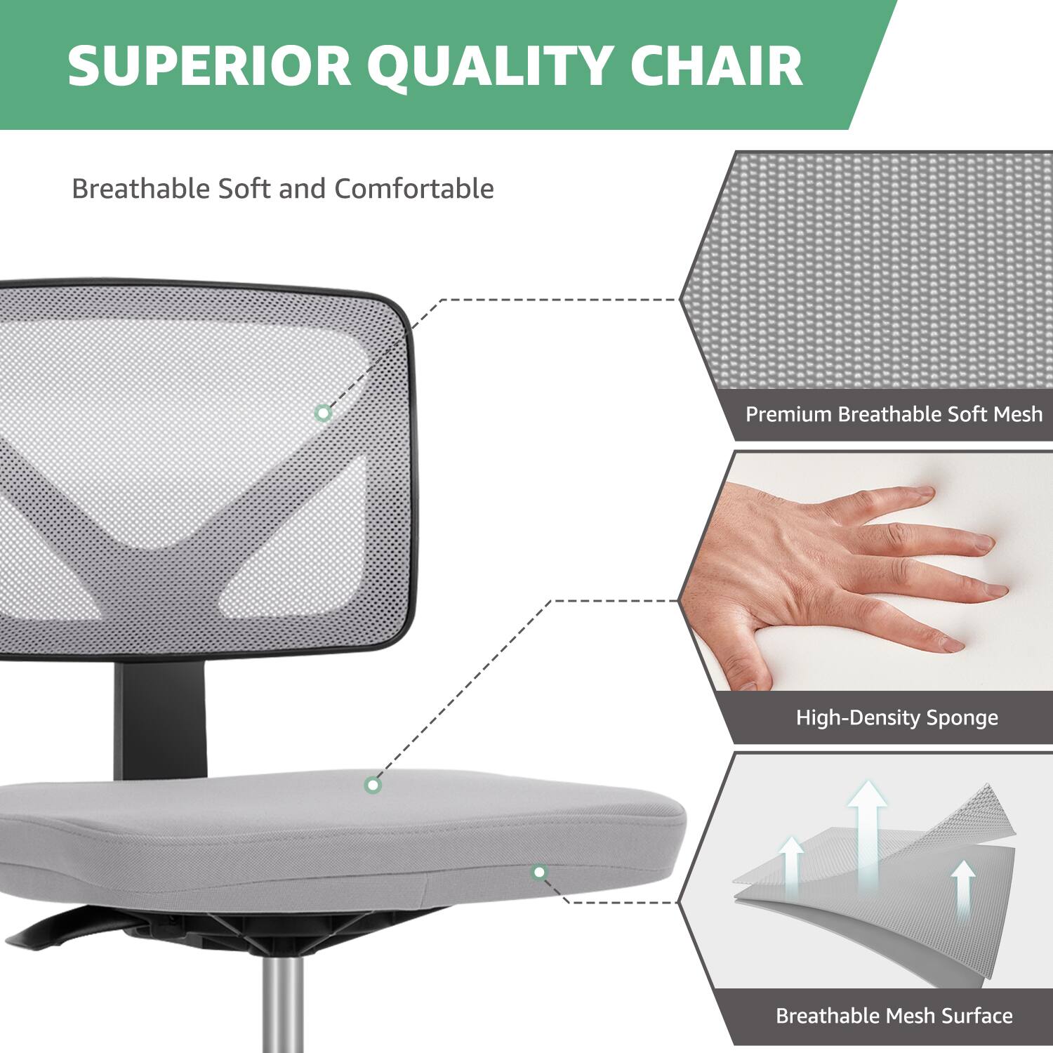 Sweetcrispy Ergonomic Low Back Mesh Armless Swivel Office Chair ...