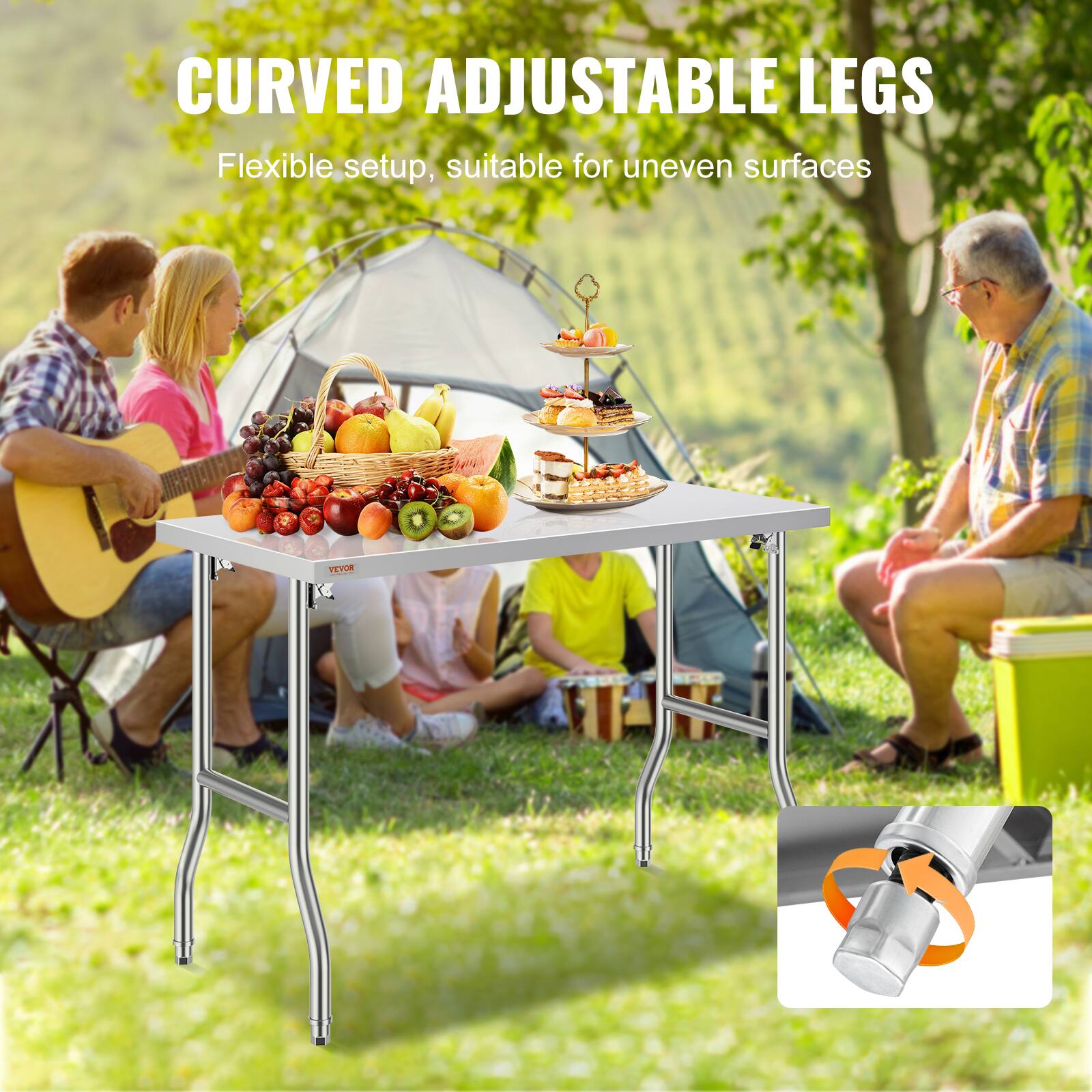 CURVED ADJUSTABLE LEGS  
Flexible setup, suitable for uneven surfaces