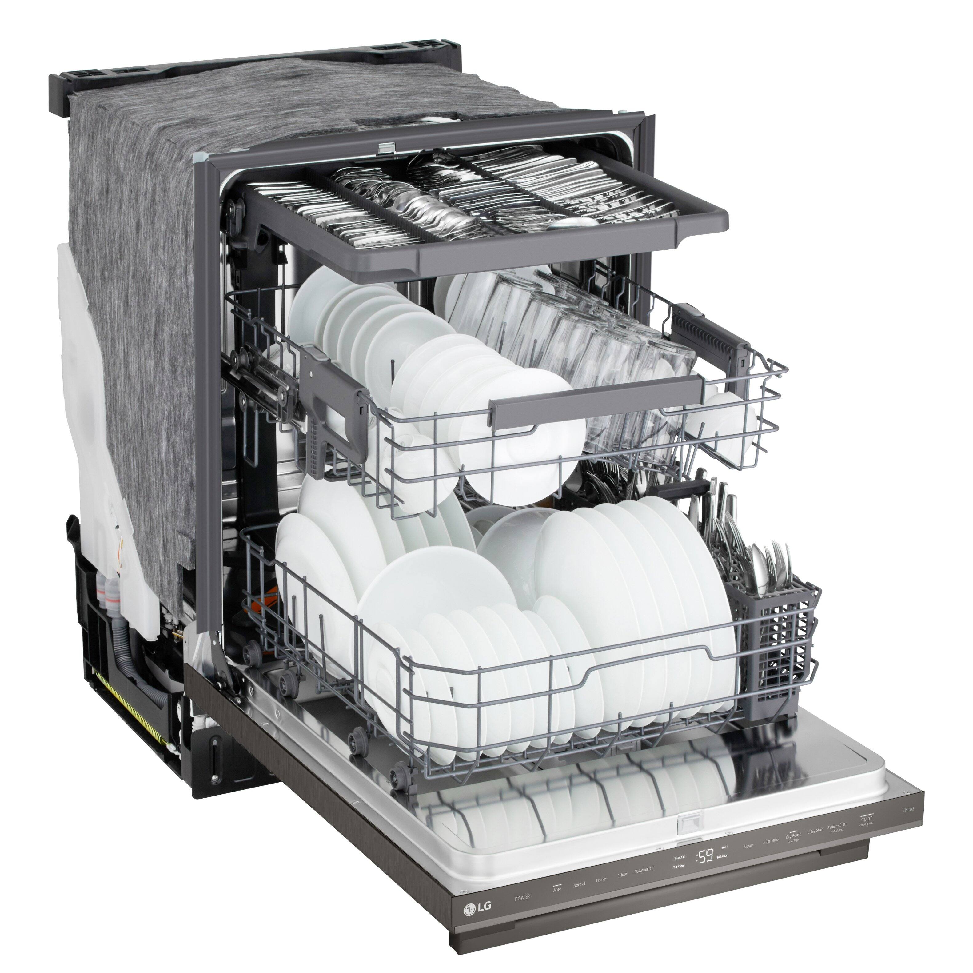 Alt View 9. LG - FlushFit 24" Top Control Smart Built-In Stainless Steel Tub Dishwasher with 3rd Rack, 1-Hour Wash & Dry Cycle and 46dBA - Black Stainless Steel.