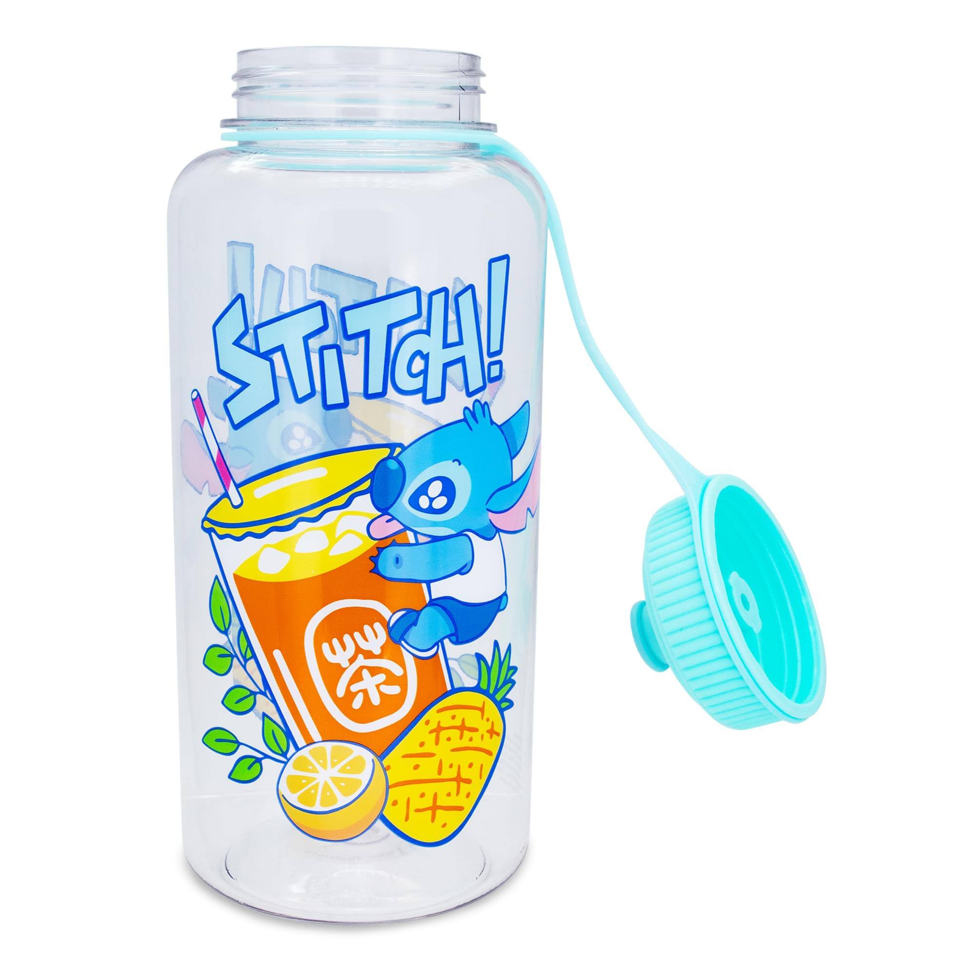 Alt View 1. Silver Buffalo - Disney Lilo & Stitch Bubble Tea Water Bottle With Sports Cap | Holds 34 Ounces - Blue.