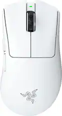 Front. Razer - DeathAdder V4 Pro Lightweight Optical Gaming Mouse with 150 Hour Battery - White.