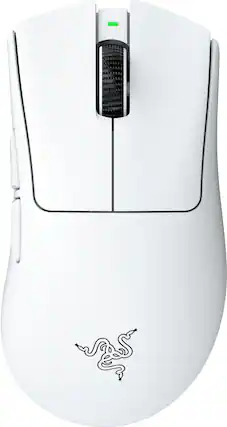 Front. Razer - DeathAdder V4 Pro Lightweight Optical Gaming Mouse with 150 Hour Battery - White.