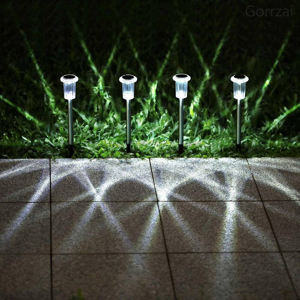 Back. MOSZAR LLC - Solar Pathway Lights 10 Pack Solar Outdoor Lights, Led Waterproof - White.