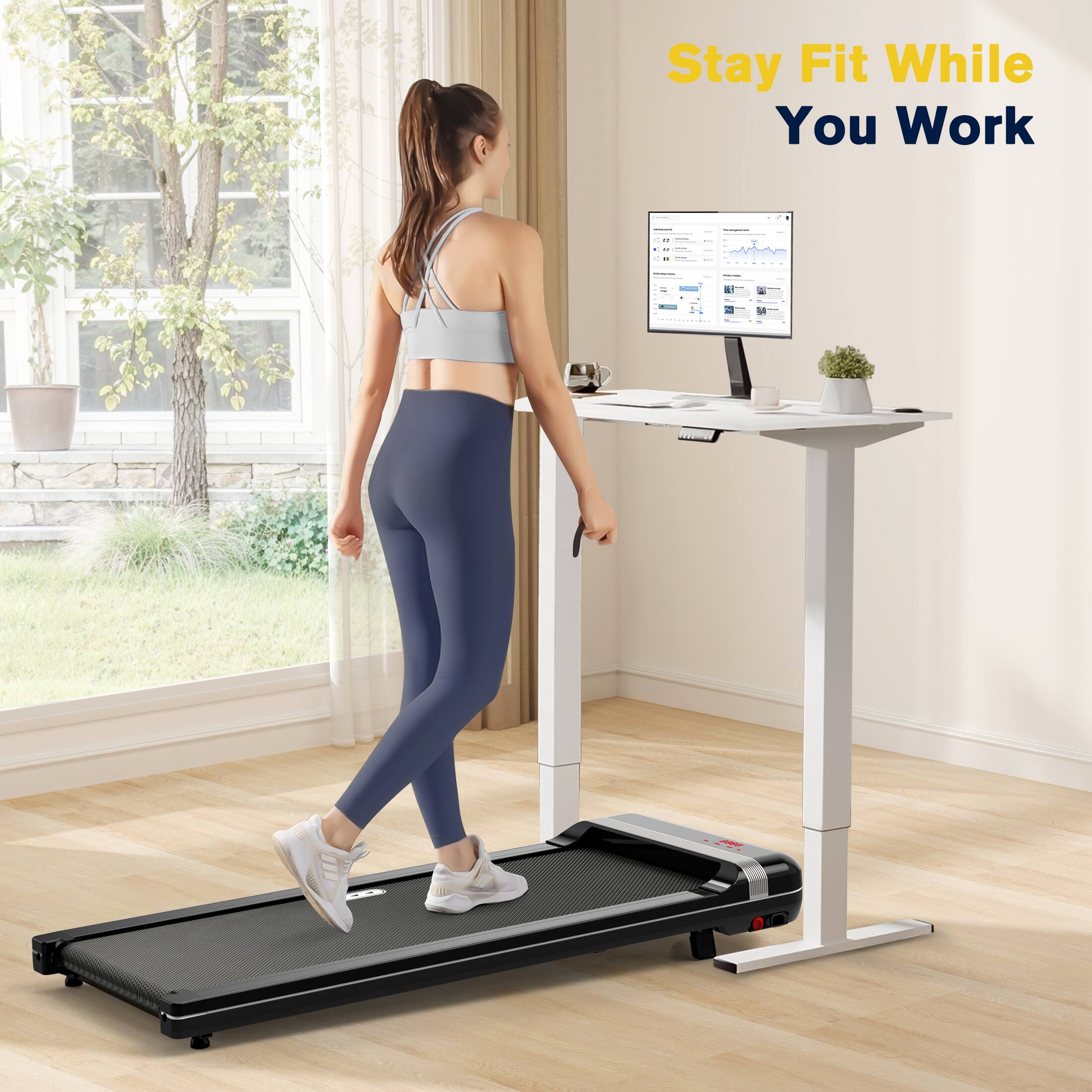 Under Desk Treadmill Redliro Walking Pad, Wood 300 Lb Installation
