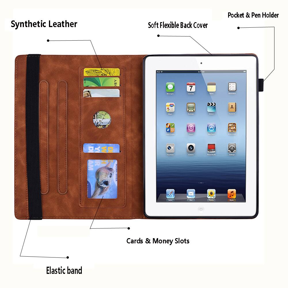 Synthetic Leather Soft Flexible Back Cover Pocket & Pen Holder - - - AB - 7 - - - - -u - - C p 13ST I / / - - D AM R BVER i - - - - - - - - Cards & Money Slots Elastic band
