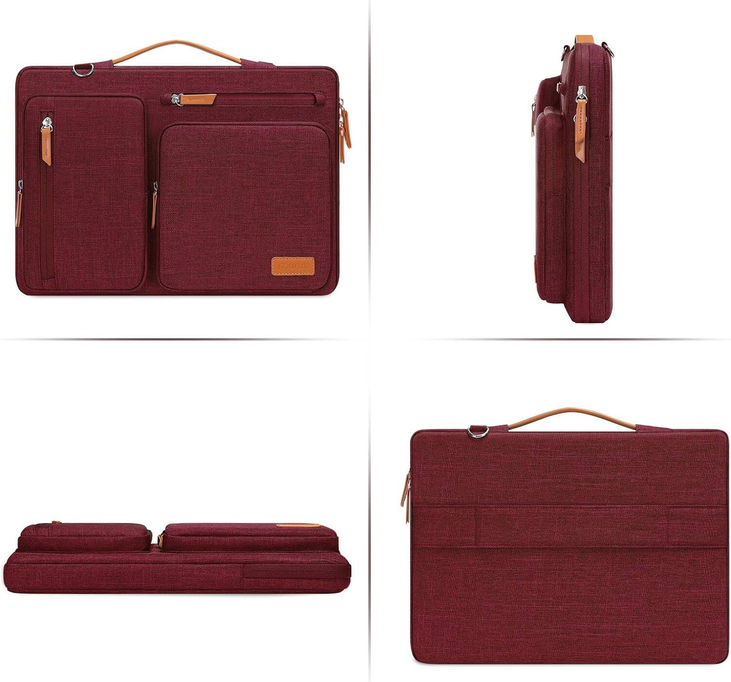 Alt View 3. mosiso - 360 Protective Laptop Shoulder Bag 15 inch Computer Messenger Bags for MacBook Air 15 M5 M4 M3 M2/Pro 15/Dell XPS Plus - Wine Red.