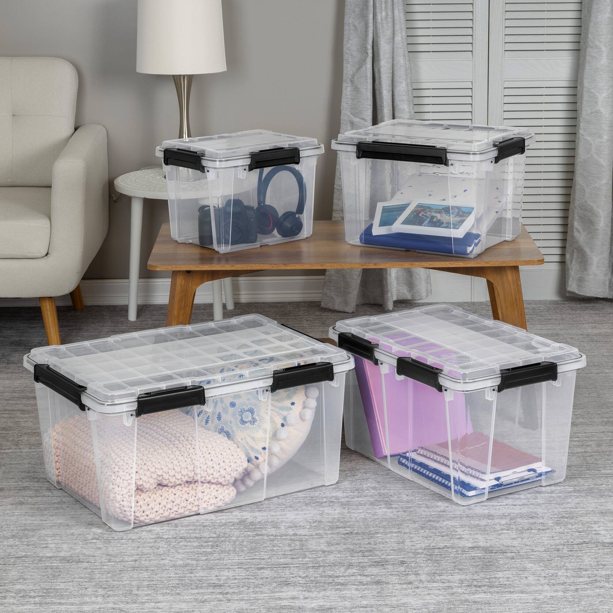 Alt View 4. Sterilite - Sterilite 80 Qt Gasket Box, Stackable Storage Container with Lids, Black, 8 Pack.