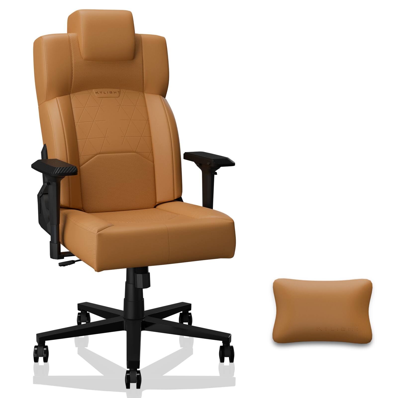 Alt View 2. Spaco - Spaco Ergonomic Executive Gaming Chair,High Back,Lumbar Support,Flip Up Arms,Headrest,PU Leather,for Home Office - Yellow Brown.
