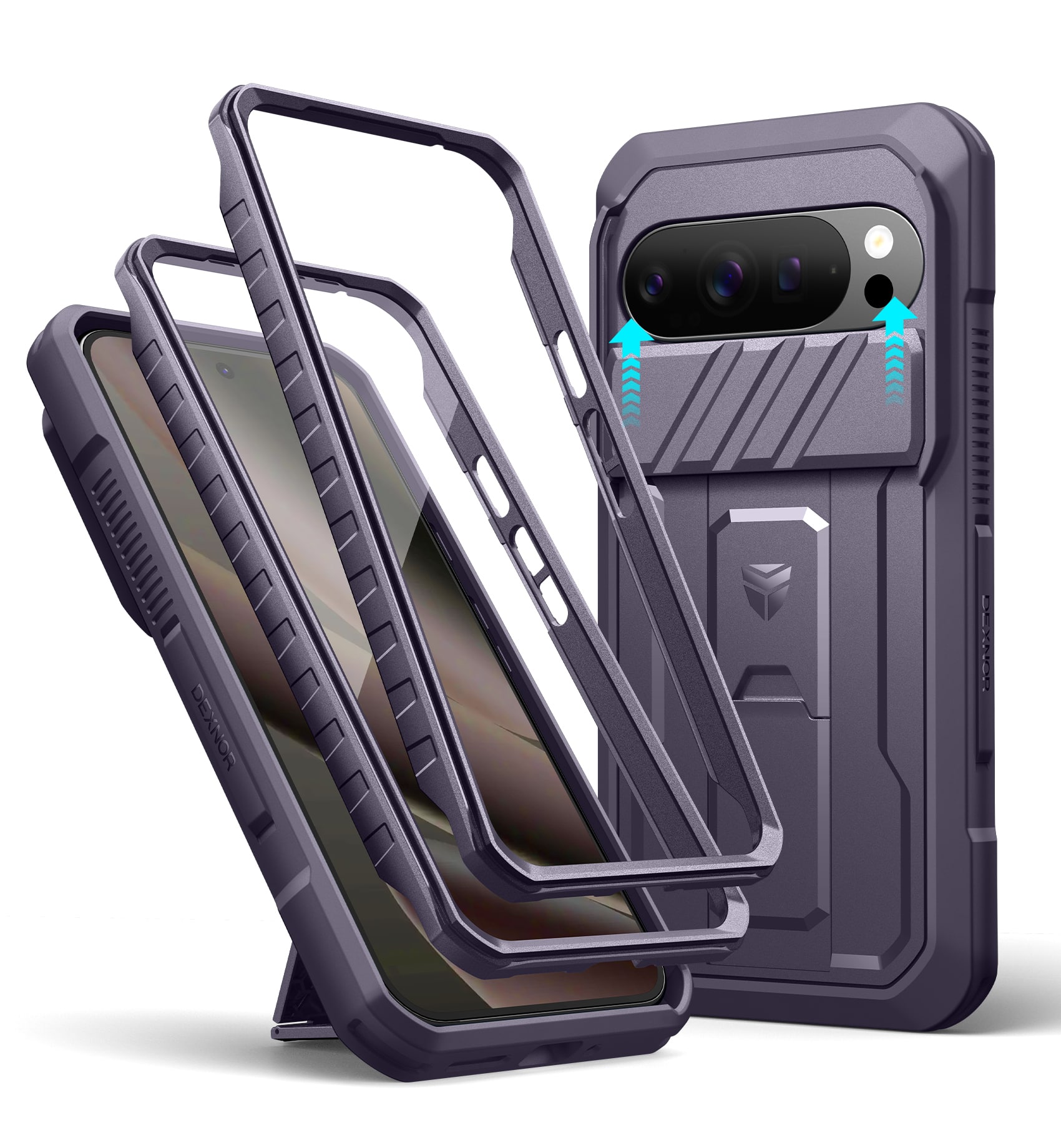dexnor - for Google Pixel 10 Pro XL Case with Slide Camera Cover Full-Body Shockproof Protective Cover Rugged Bumper Case - Peony Pink