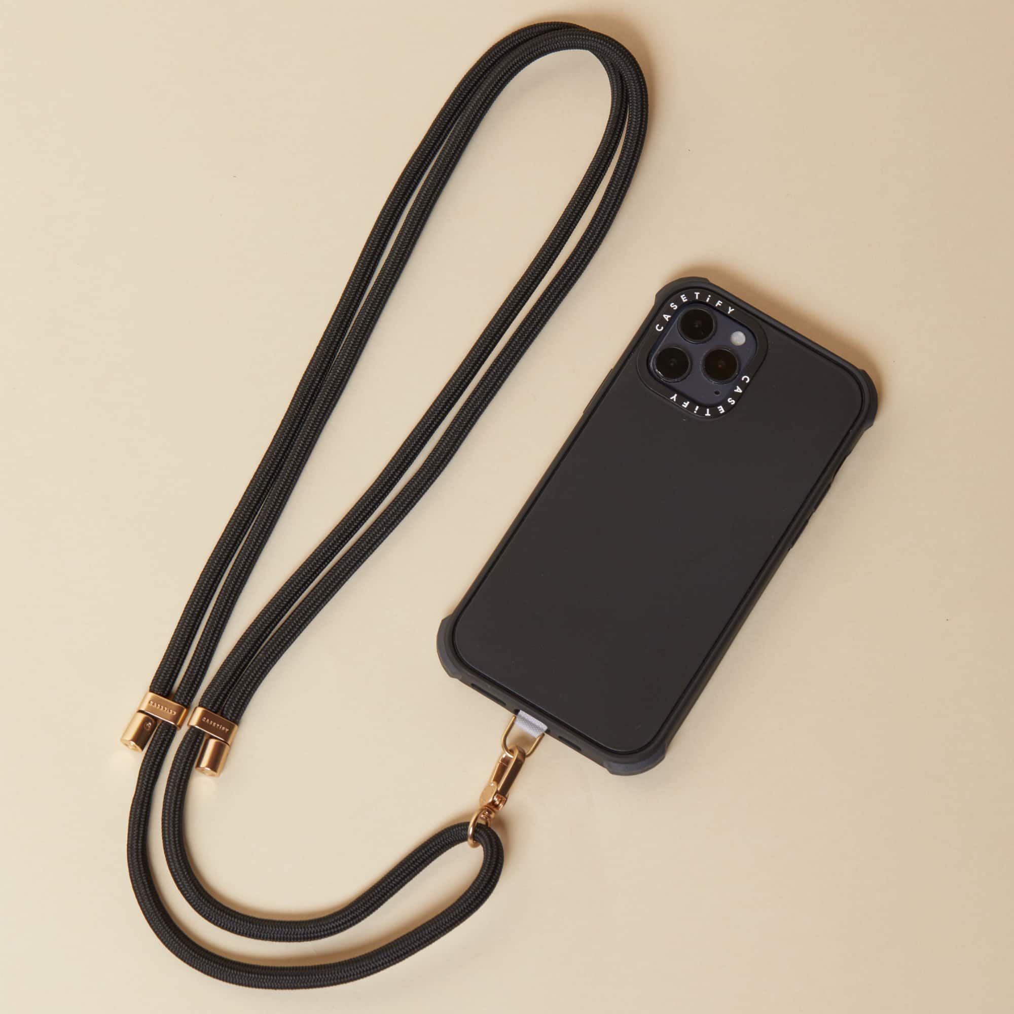 Alt View 14. CASETiFY - Rope Cross-body Phone Strap Compatible with Most Cell Phone Devices - Black/Gold.